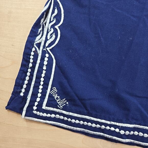 Macelli Embroidered Tunic Shirt Womens L Navy/White Boho Casual India Butterfly - Picture 3 of 11